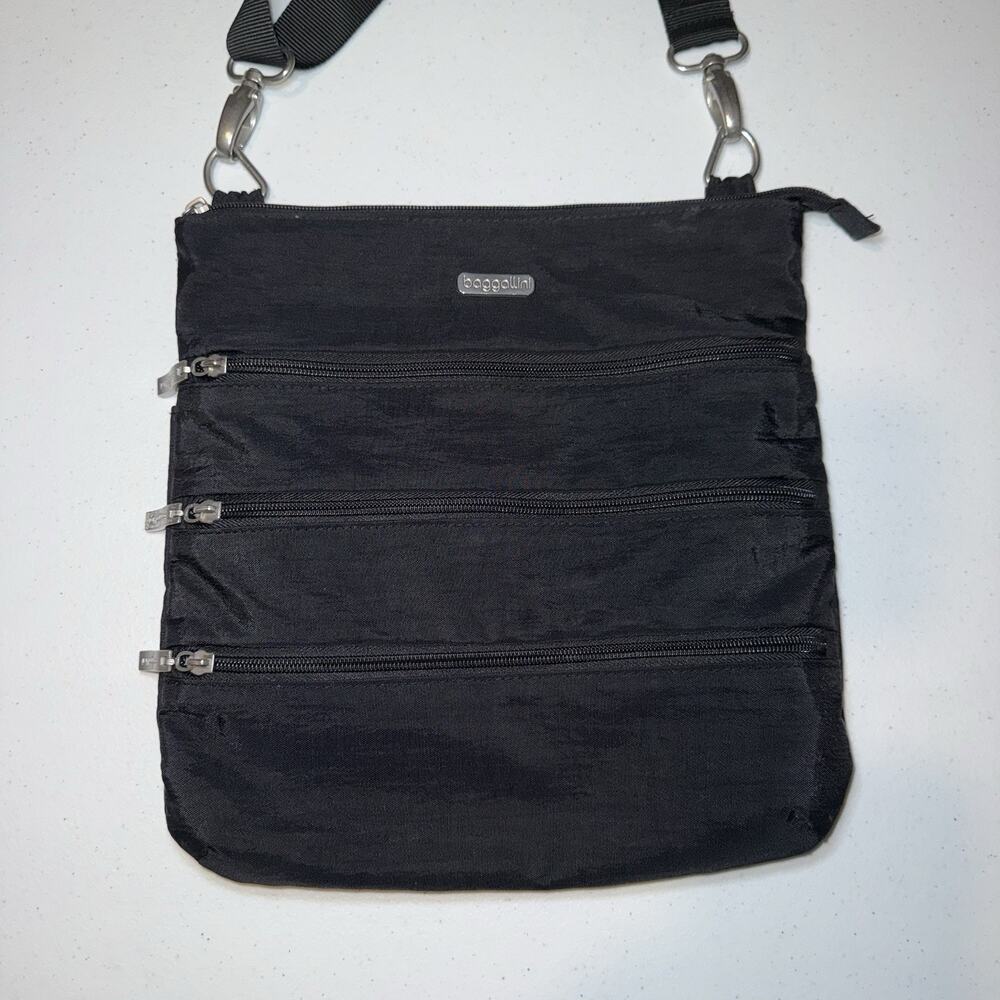 Baggallini Women’s Big Zipper Bagg Crossbody Travel Nylon Black